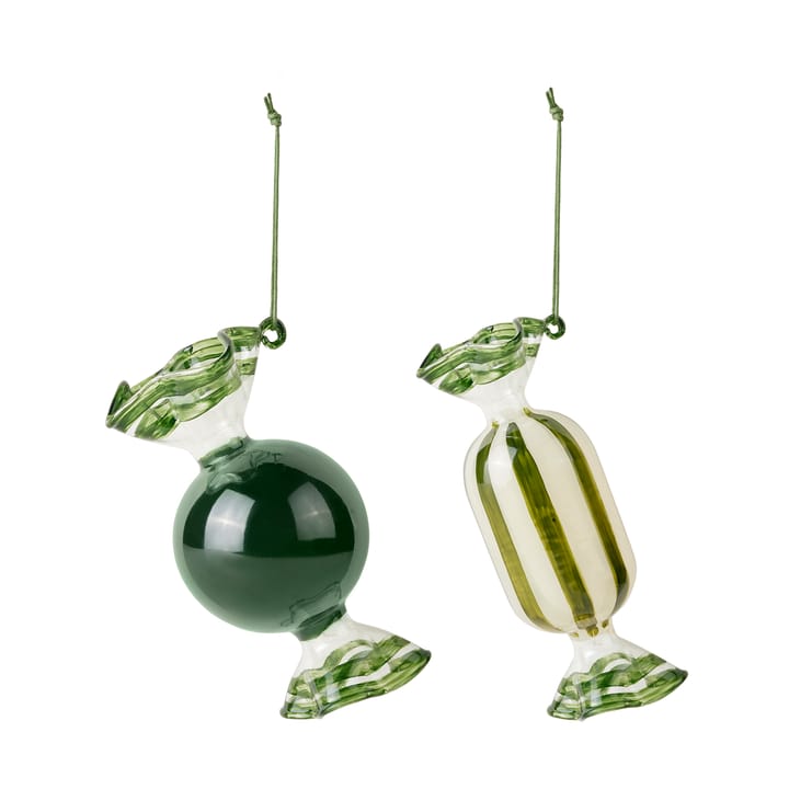 Decorazione natalizia in vetro Candy, 2 pezzi - Forest green - Broste Copenhagen