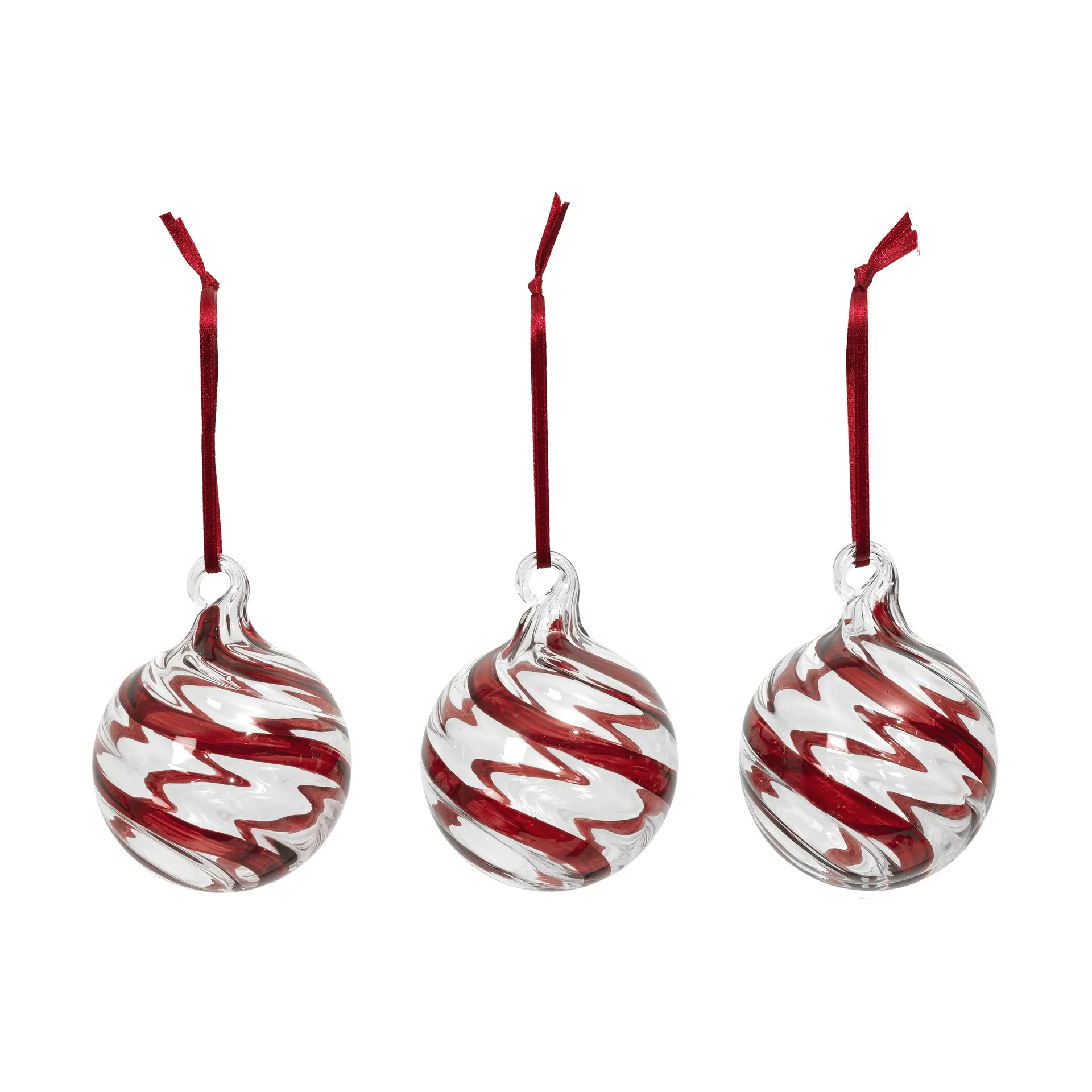 Pallina di Natale Swirl, Deep Red-Clear Broste Copenhagen