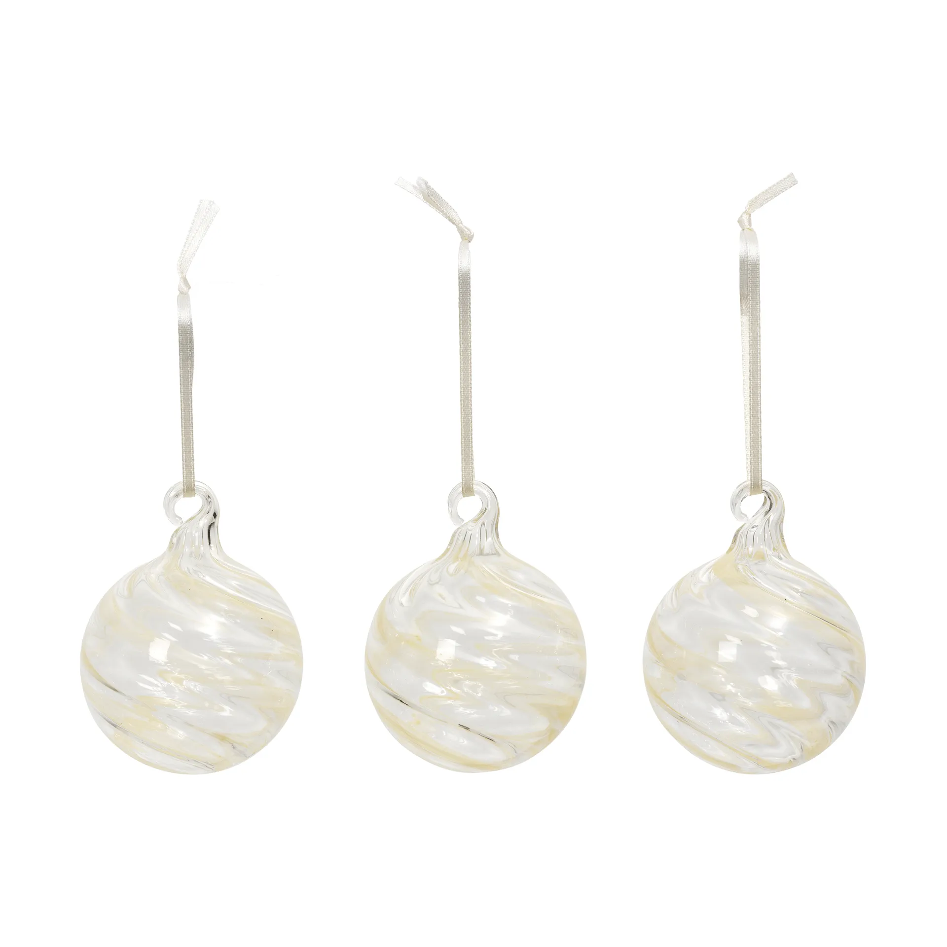 Pallina di Natale Swirl, Off White-Clear Broste Copenhagen