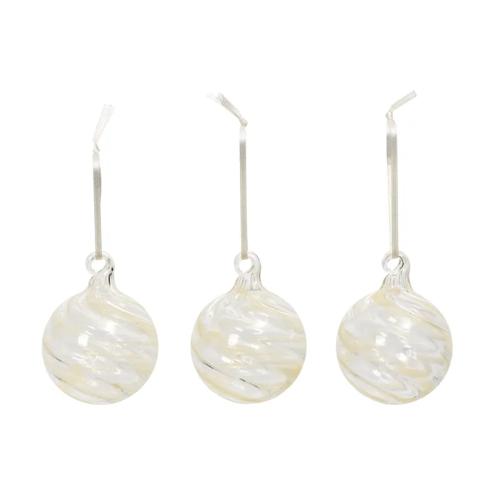 Pallina di Natale Swirl - Off White-Clear - Broste Copenhagen