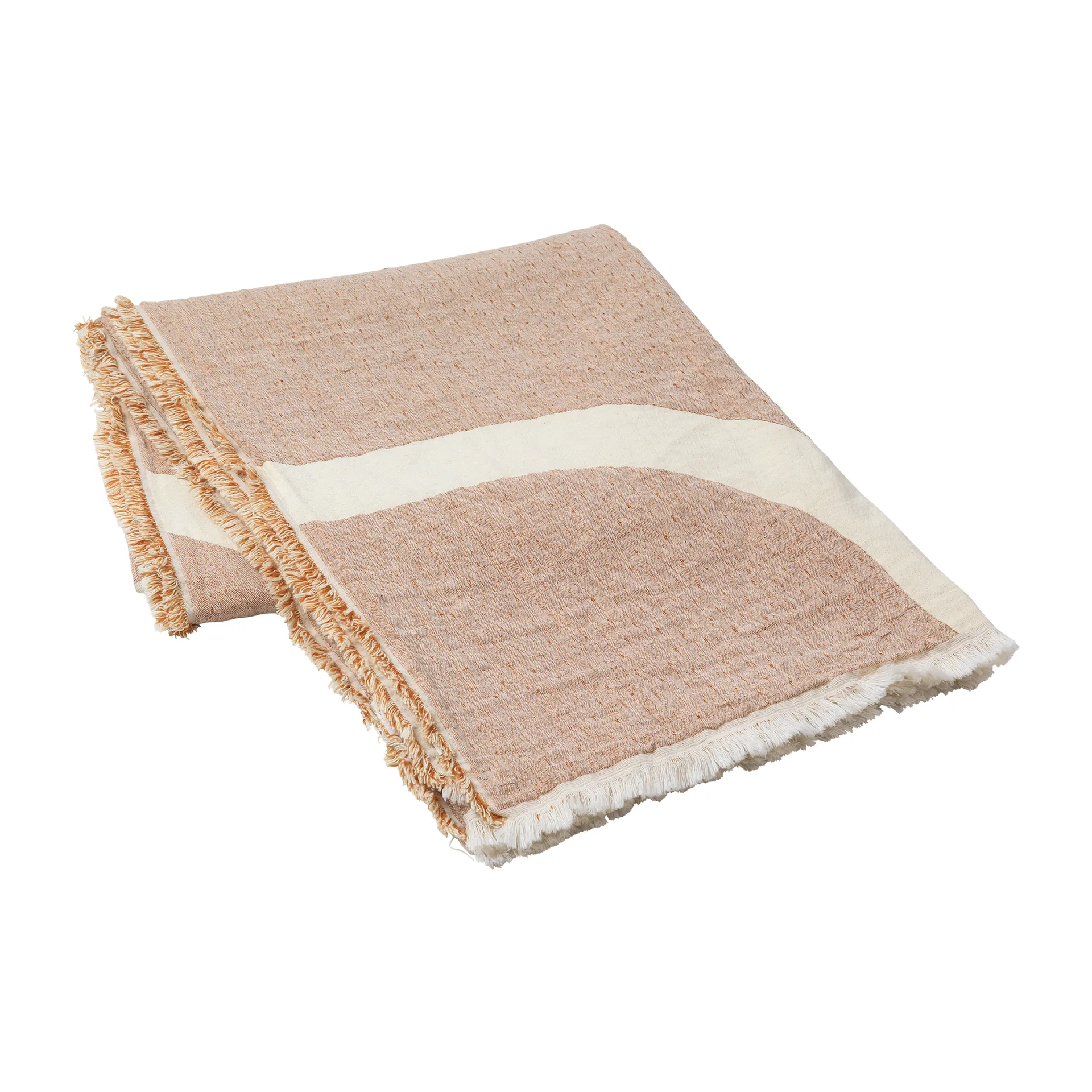 Plaid Tide in cotone-lino, 130x180 cm, Caramel brown Broste Copenhagen