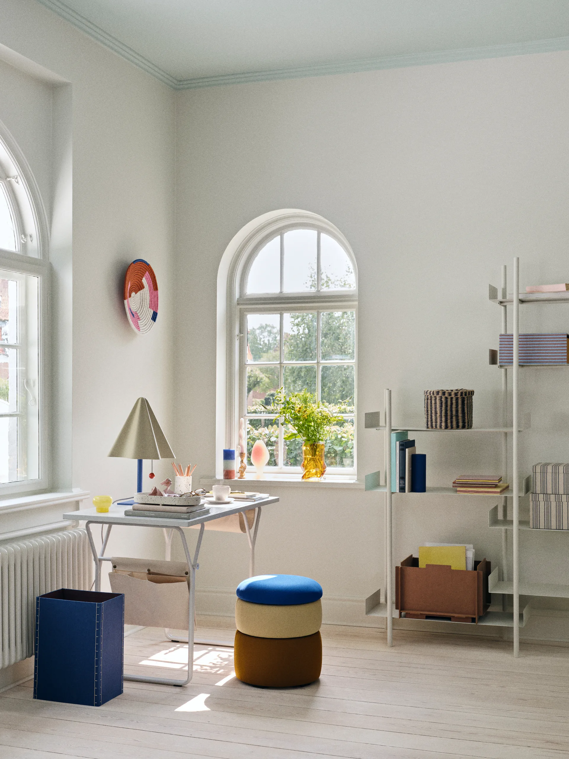 Pouf Pond 42 cm, Blue-sand-ochre Broste Copenhagen