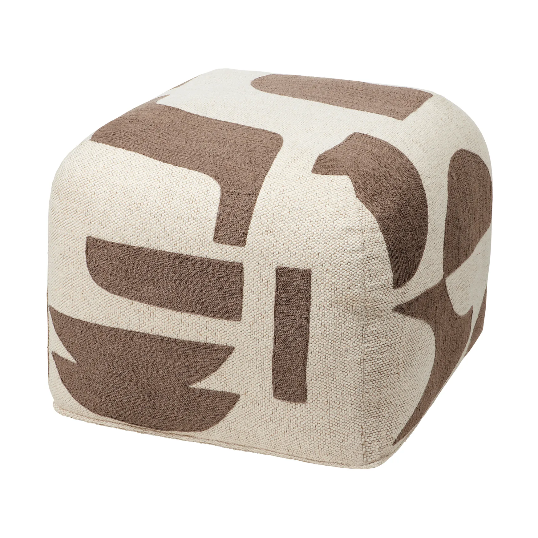 Puff Mundo 38 cm, Kangaroo brown-off white Broste Copenhagen