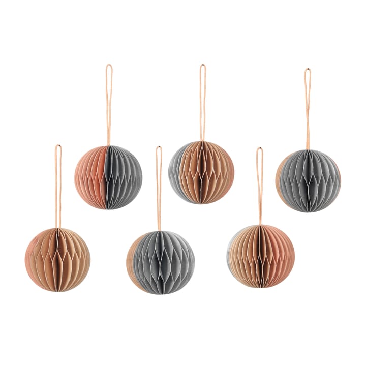 Sfera di Natale Ball motivo alveare Ø 5 cm, 6 pezzi - Multicolore, beige - Broste Copenhagen