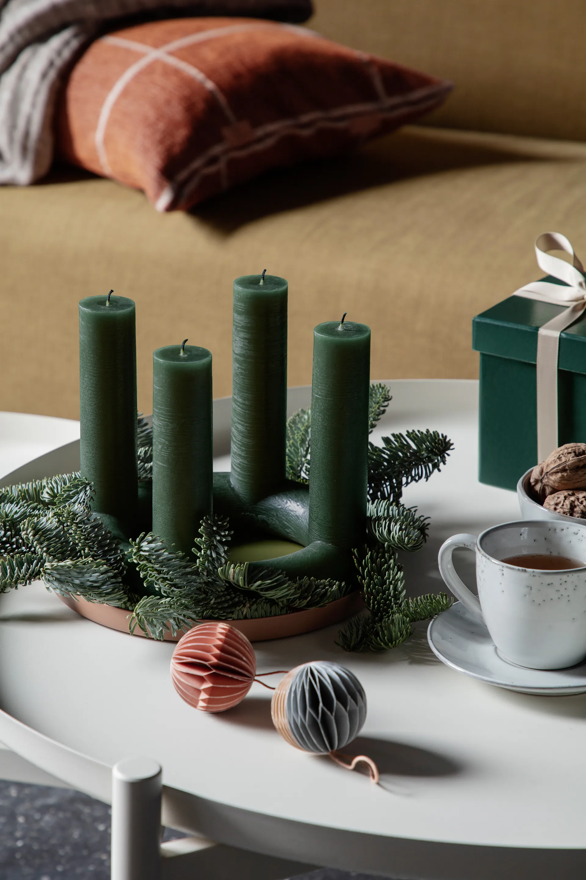 Sfera di Natale Ball motivo alveare Ø 5 cm, 6 pezzi, Multicolore, verde Broste Copenhagen