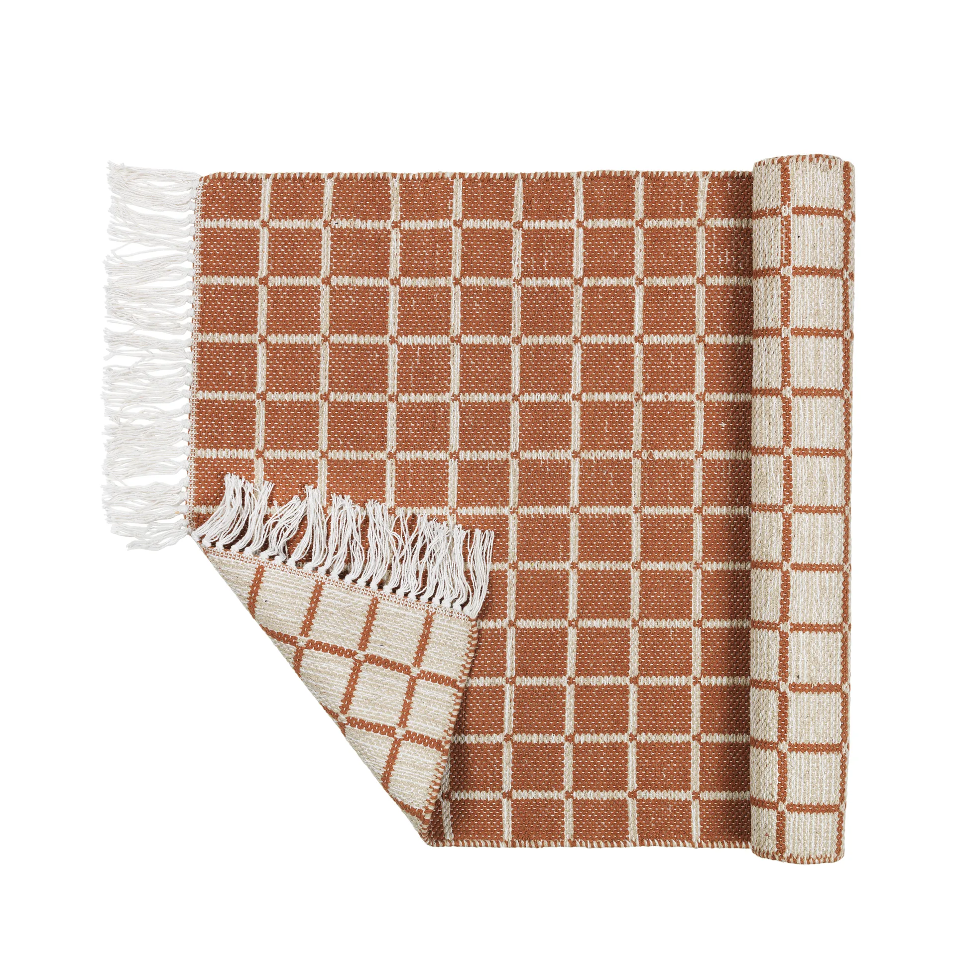 Tappeto in cotone Henny 70x140 cm, light grey-rustic brown Broste Copenhagen