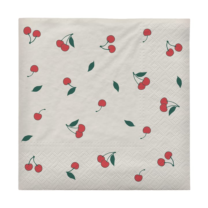 Tovaglioli Cherry 33x33 cm confezione da 20 - Off white-red - Broste Copenhagen