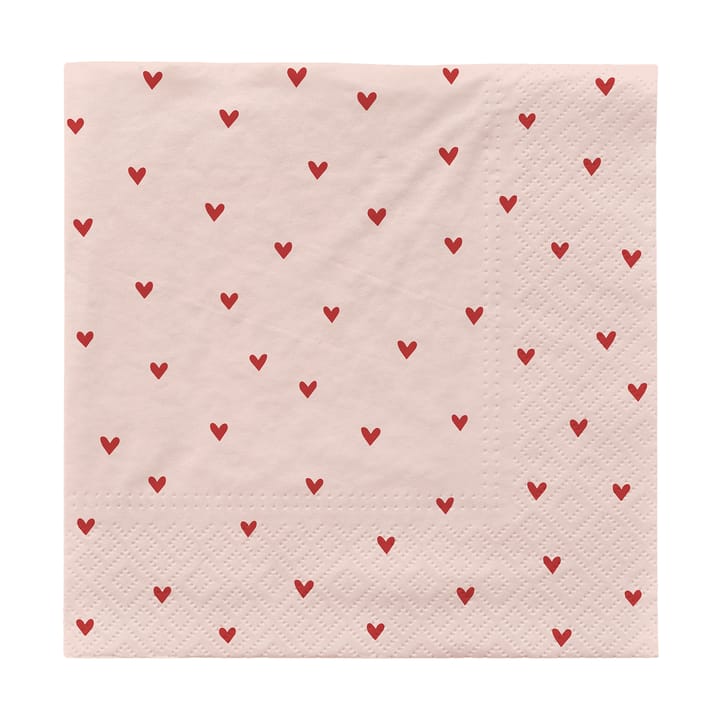 Tovaglioli di carta Amor 33x33 cm confezione da 20 - Soft pink-red - Broste Copenhagen