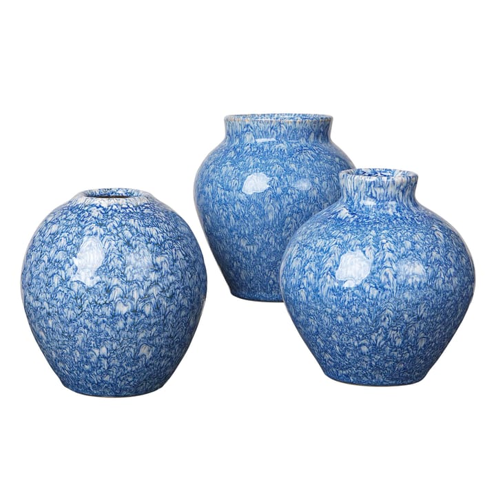 Vaso in ceramica Ingrid 14,5 cm confezione da 3 - insignia blue-white - Broste Copenhagen