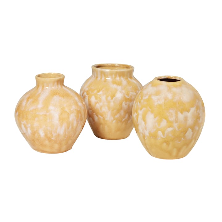 Vaso in ceramica Ingrid 14,5 cm confezione da 3 - tawny olive yellow - Broste Copenhagen