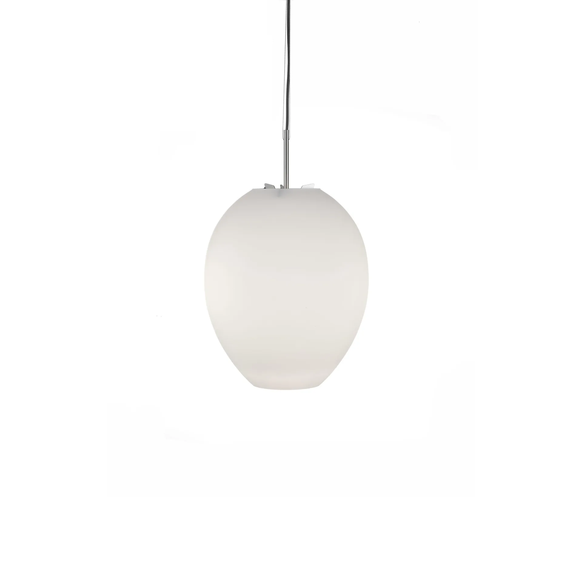 Lampadario Egg, bianco/acciaio inox, vetro opalino Bsweden