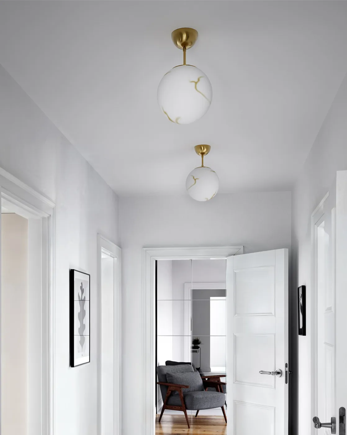 Lampada a sospensione Bellagio Ø25 cm, Ottone-bianco By Rydéns