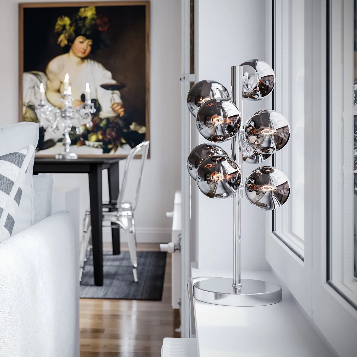 Lampada da tavolo Splendor, cromo-grigio fumo By Rydéns