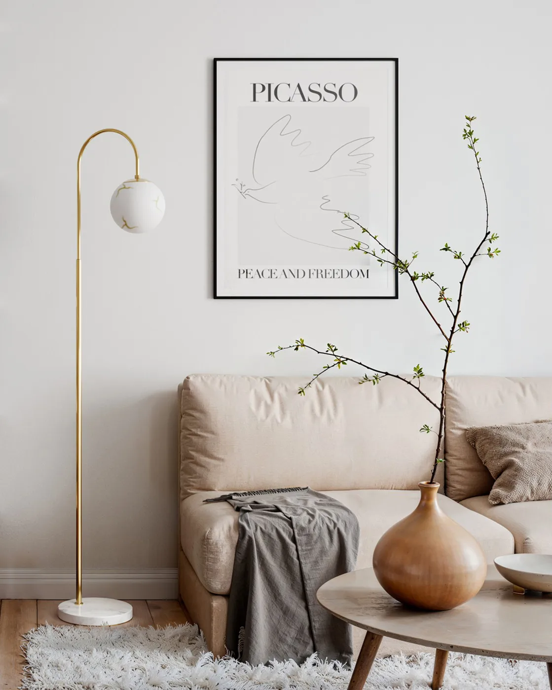 Lampada da terra Bellagio 163 cm, Ottone-bianco By Rydéns