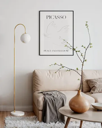 Lampada da terra Bellagio 163 cm - Ottone-bianco - By Rydéns