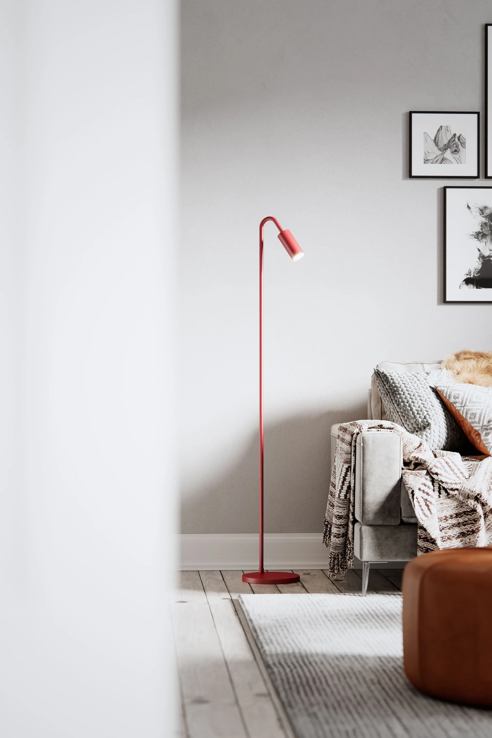 Lampada da terra Curve 146 cm, Rosso scuro By Rydéns