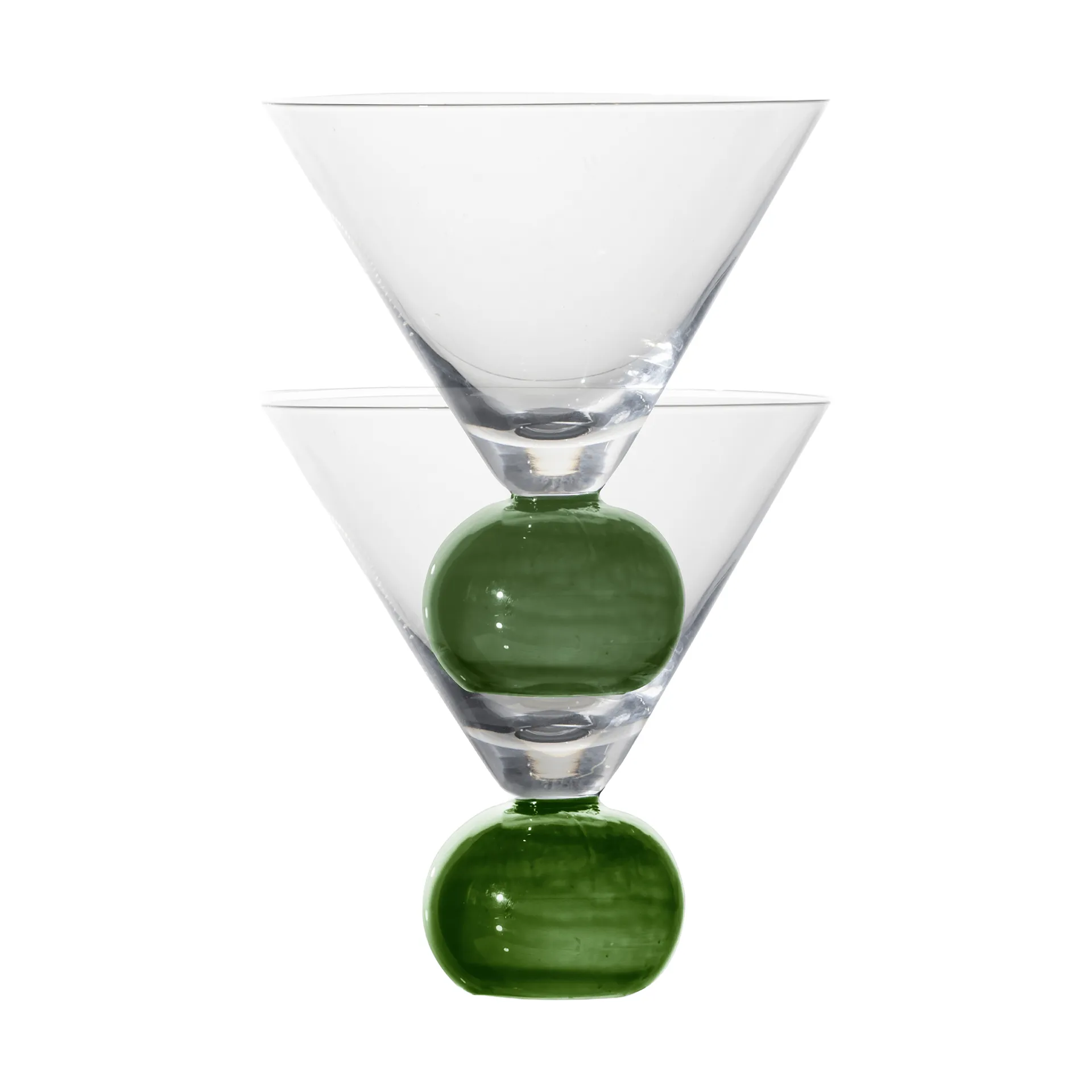 Bicchiere Spice 24 cl, confezione da 2, Trasparente-verde scuro Byon