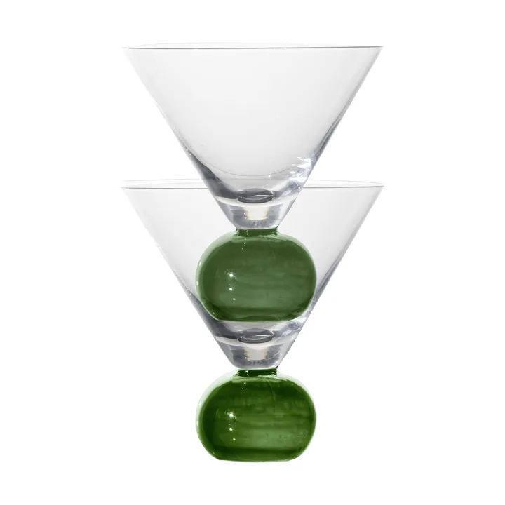 Bicchiere Spice 24 cl, confezione da 2 - Trasparente-verde scuro - Byon