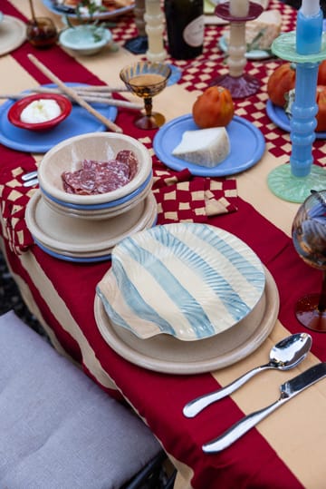 Piatto Armona stripe 23,5x23,5 cm - Azzurro-bianco - Byon