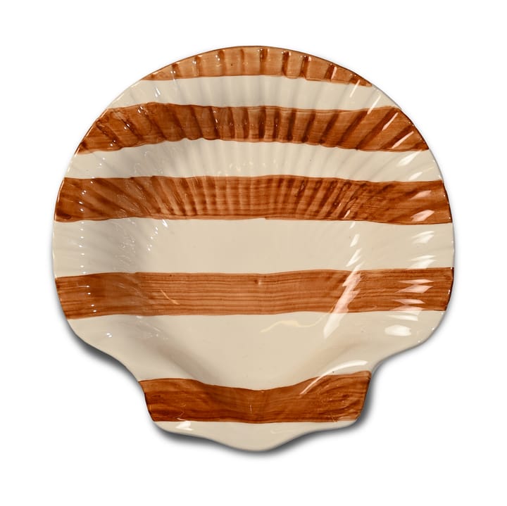Piatto Armona stripe 23,5x23,5 cm - Marrone chiaro-bianco - Byon