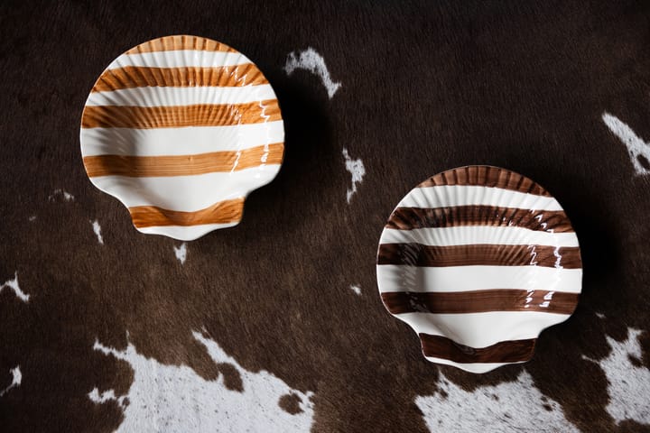 Piatto Armona stripe 23,5x23,5 cm, Marrone chiaro-bianco Byon