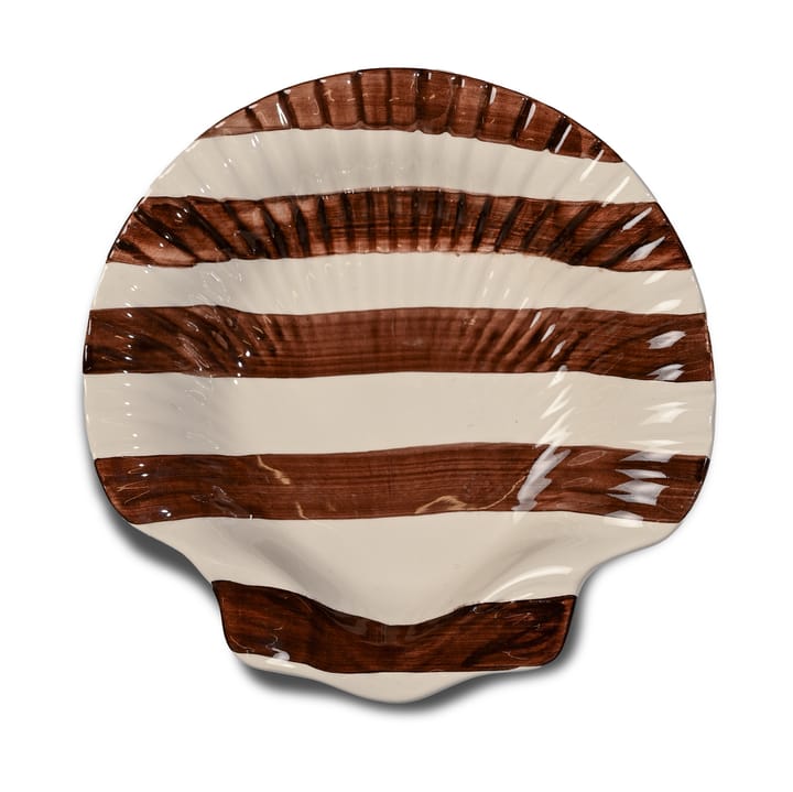 Piatto Armona stripe 23,5x23,5 cm - Marrone scuro-bianco - Byon