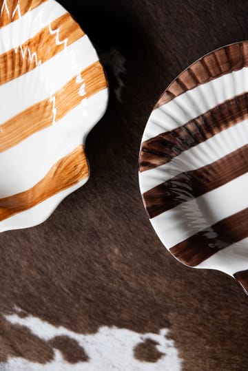 Piatto Armona stripe 23,5x23,5 cm - Marrone scuro-bianco - Byon