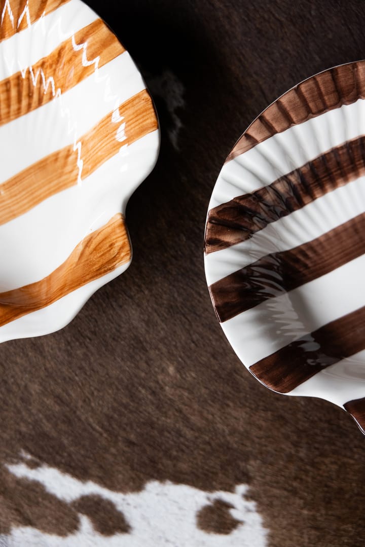 Piatto Armona stripe 23,5x23,5 cm, Marrone scuro-bianco Byon