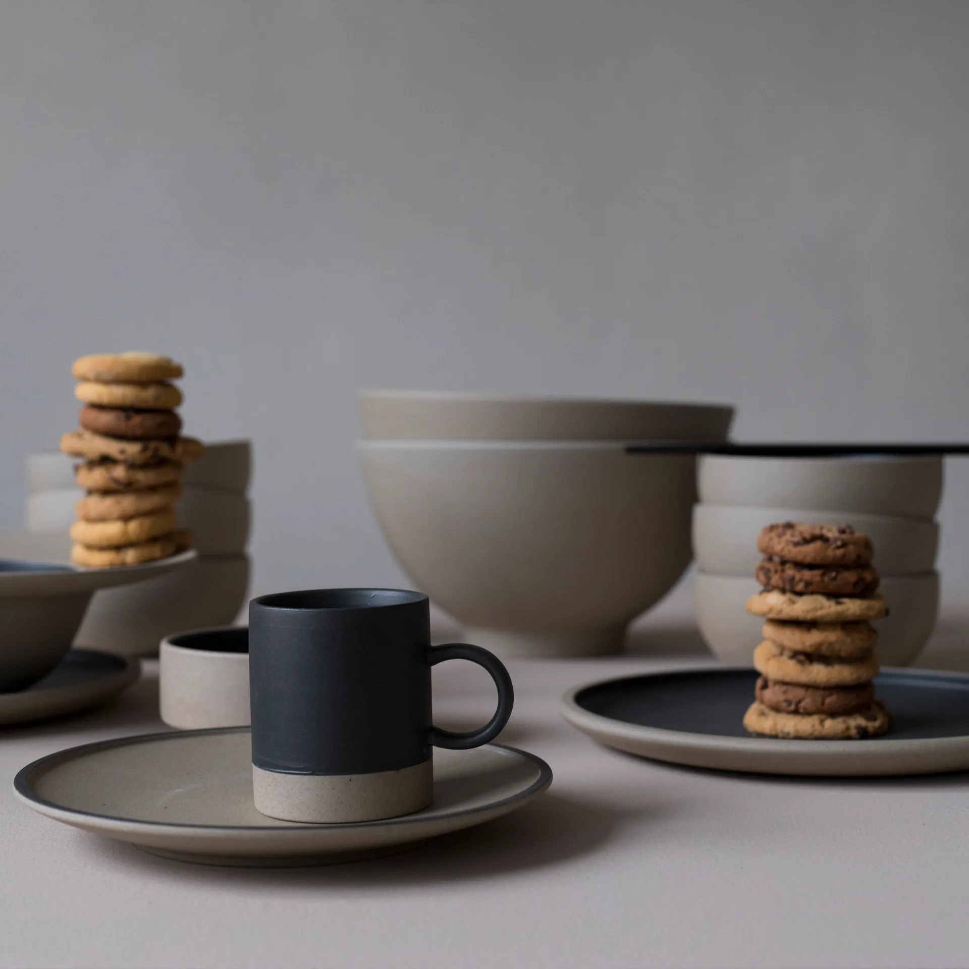 Piatto fumiko Ø 20 cm, Beige-nero Byon