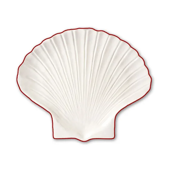 Piatto Shell Line S 13x16 cm, Bianco-rosso Byon