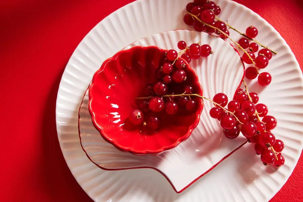 Piatto Shell Line S 13x16 cm, Bianco-rosso Byon