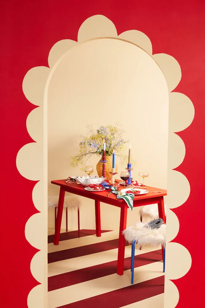 Piatto Shell Line S 13x16 cm, Bianco-rosso Byon