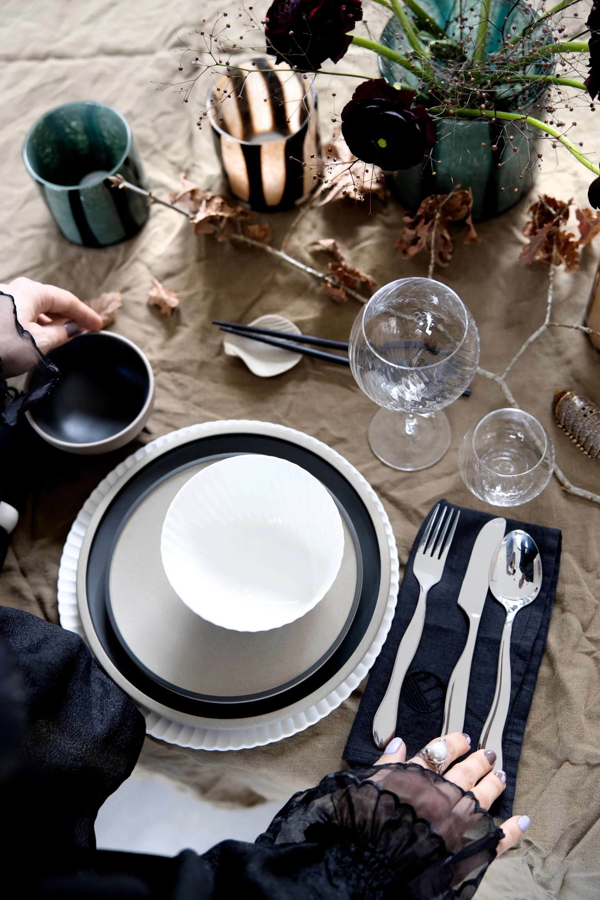 Porta bacchette Fumiko 4 pezzi, Beige Byon