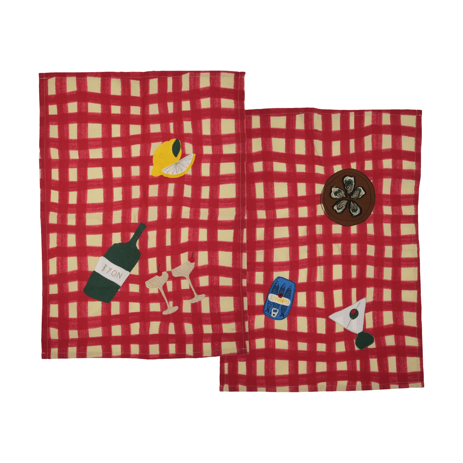 Sera strofinaccio da cucina 2 pezzi, Rosso, 50x70 cm Byon