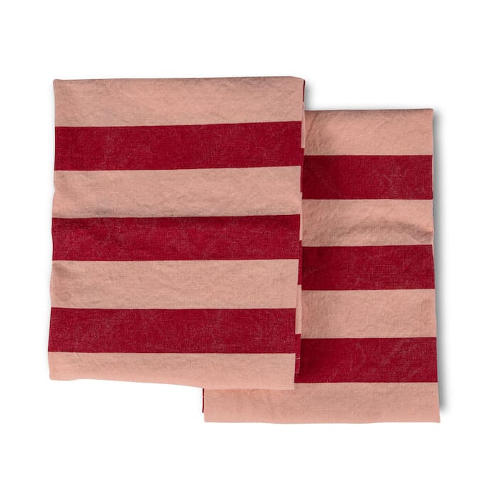 Strofinaccio Leya stripe 50x70 cm, confezione da 2 - Rosso, rosa - Byon