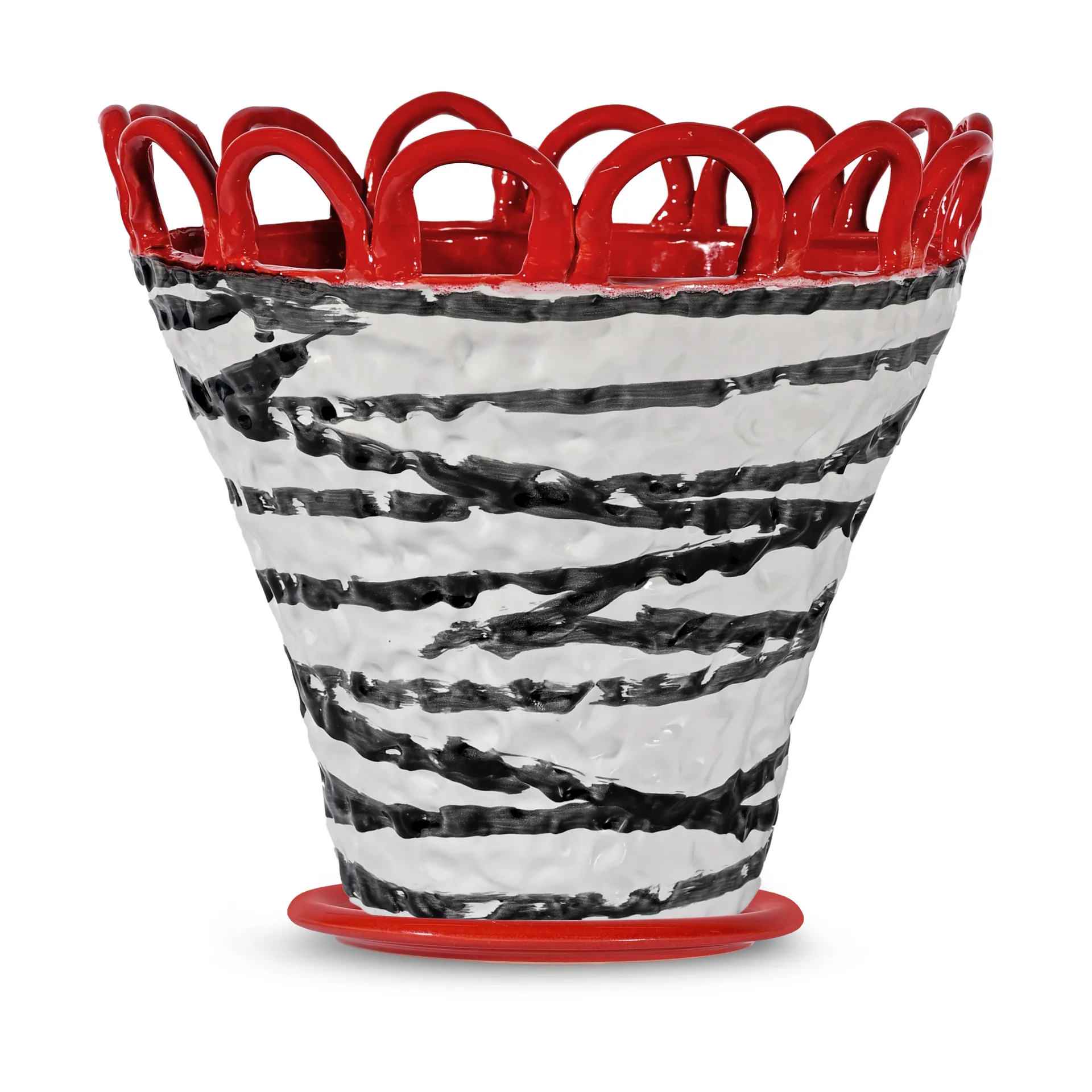 Vaso Patty L Ø30 cm, Zebra-rosso Byon