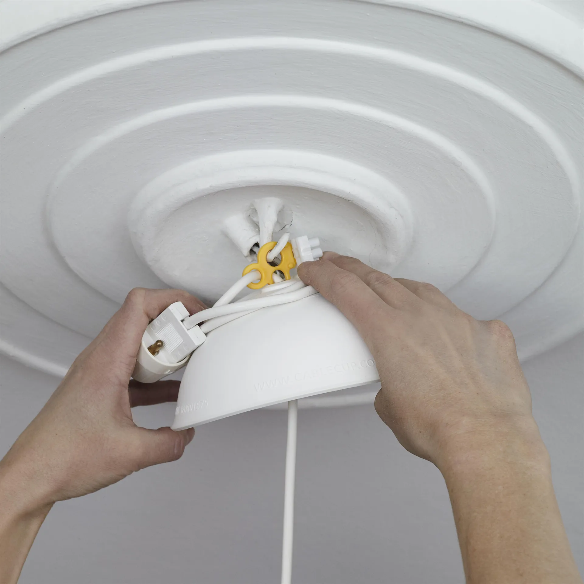 Mini rosone lampadario CableCup, bianco CableCup