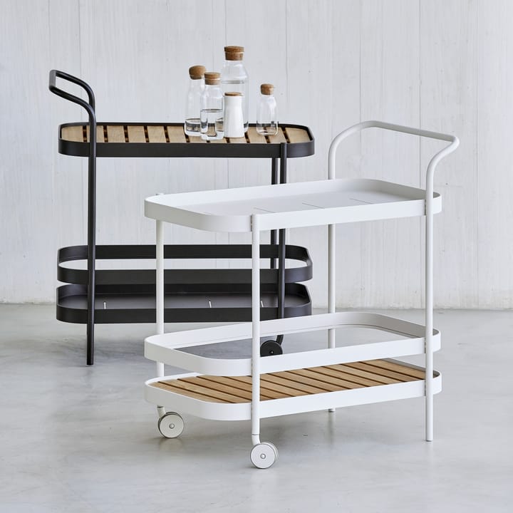 Carrello da servizio Roll, Bianco, incl. piano tavolo in teak Cane-line