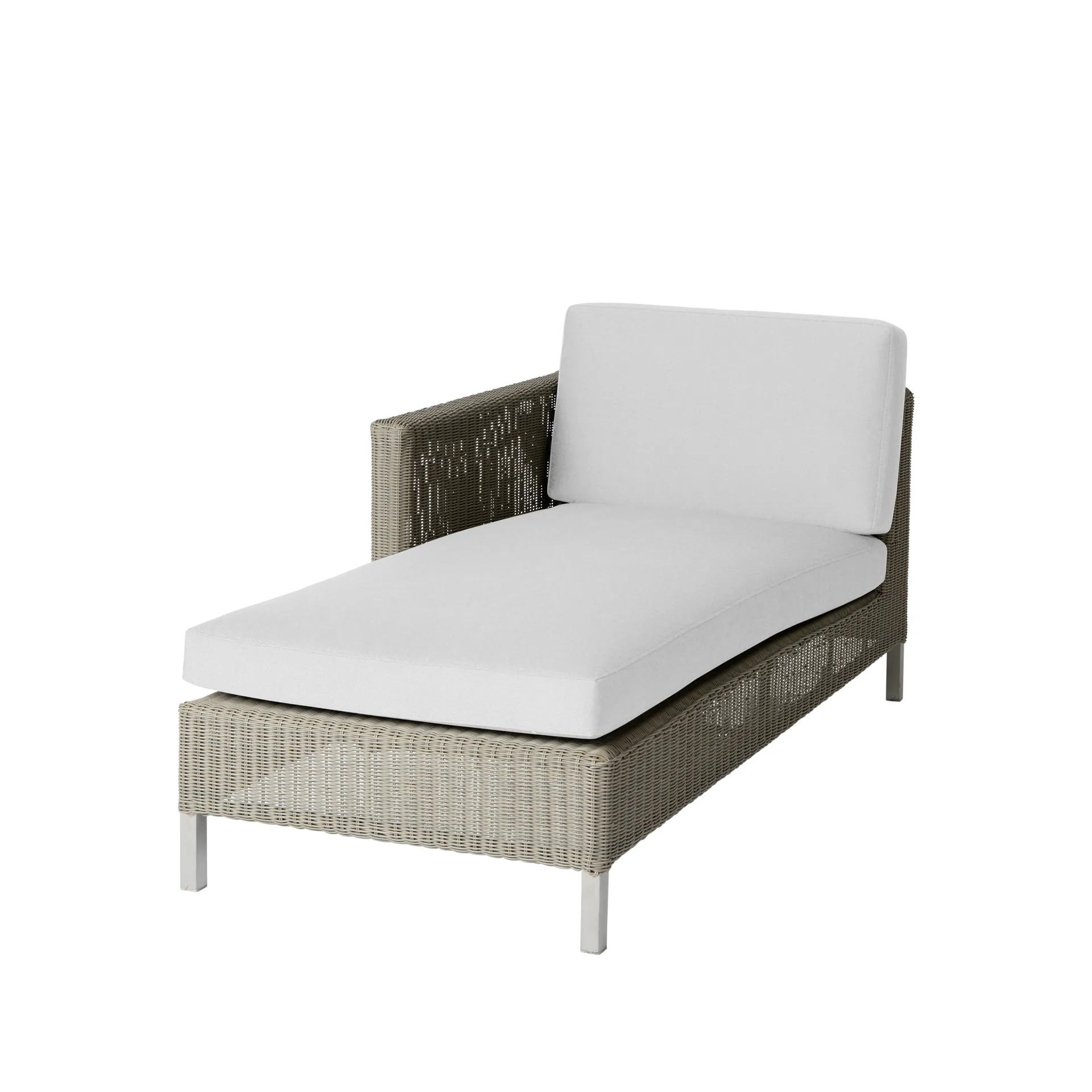 Chaise longue Connect, Taupe, cuscini bianchi Cane-line