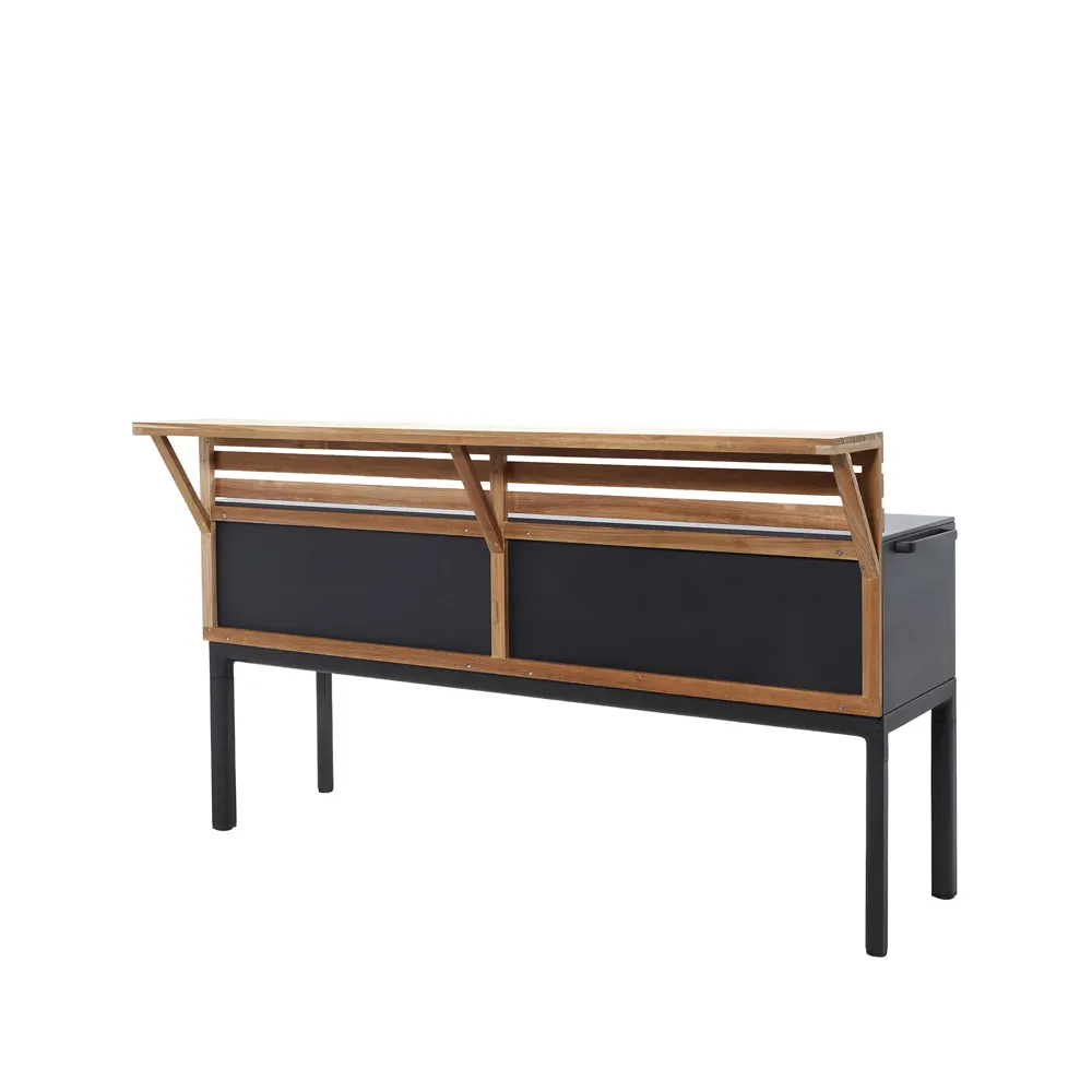 Cucina da esterno Drop, Grigio lava, incl. zinco e rubinetto & parete in teak Cane-line