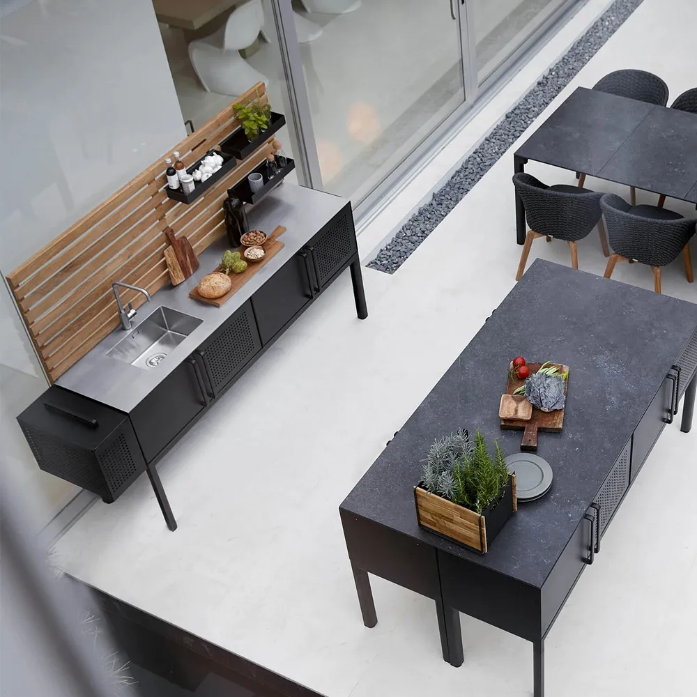 Cucina da esterno Drop, Grigio lava, incl. zinco e rubinetto Cane-line