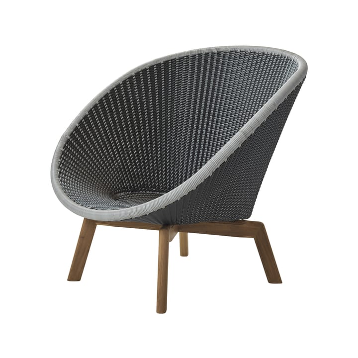 Poltrona lounge Peacock Weave - Grigio/grigio chiaro, gambe in teak - Cane-line