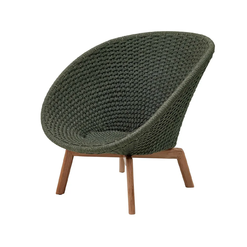 Poltrona lounge Peacock Weave, Verde scuro, gambe in teak Cane-line