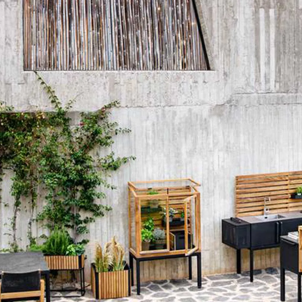 Serra Drop, Supporto in teak-grigio lava Cane-line