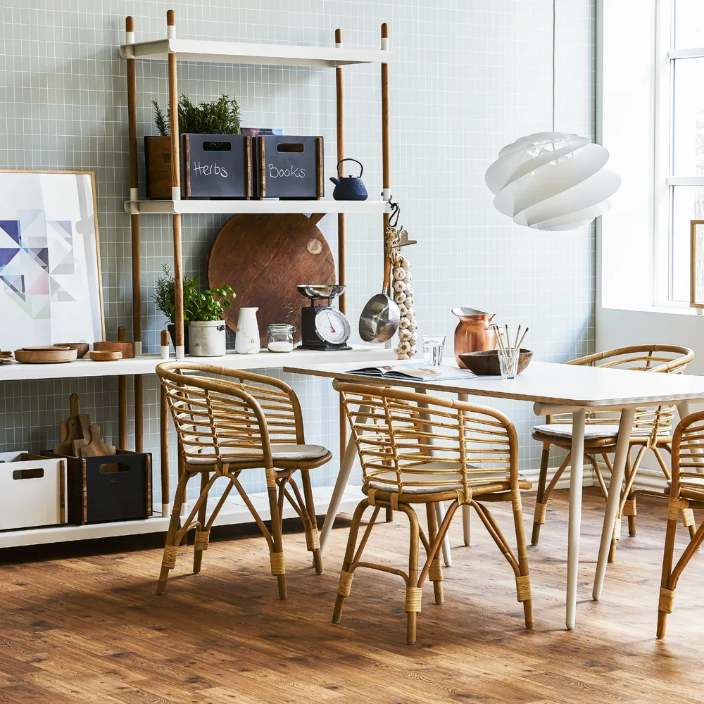 Sistema di scaffalature Frame, Grigio lava, basso, teak Cane-line