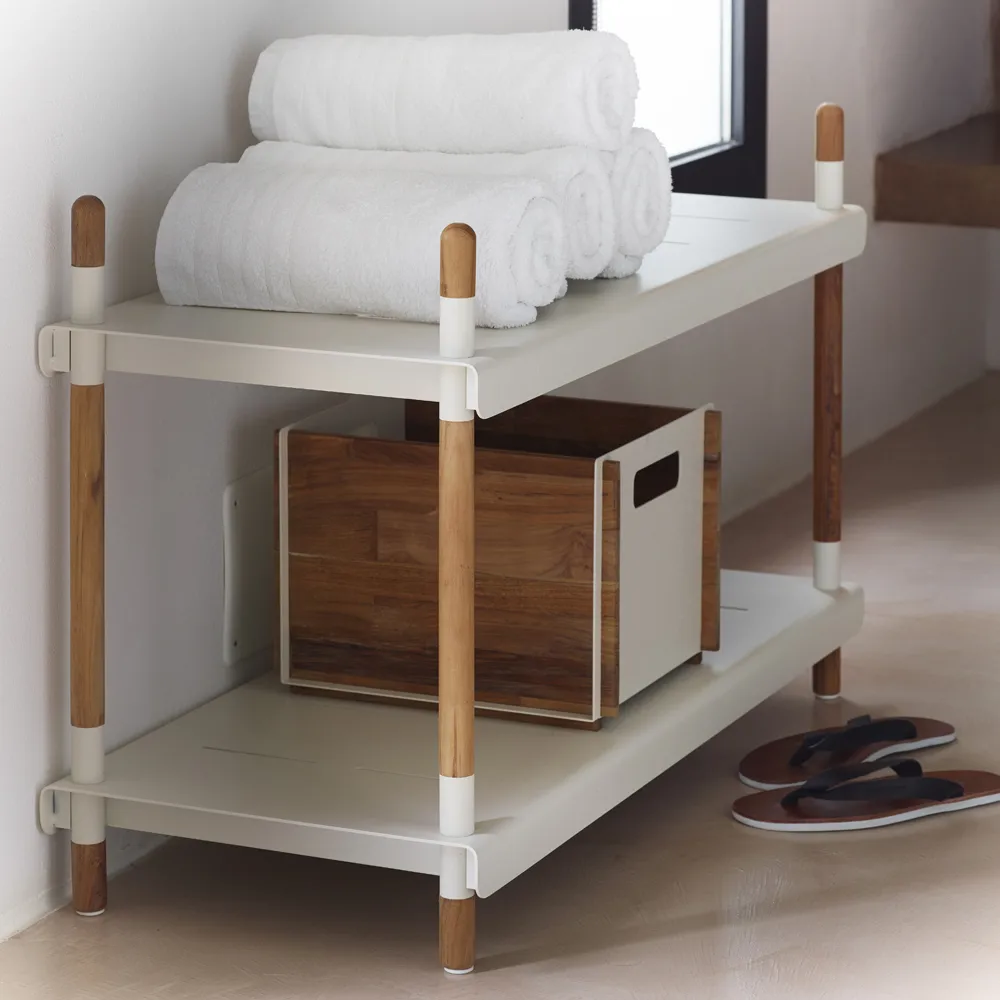 Sistema di scaffalature Frame, Grigio lava, basso, teak Cane-line