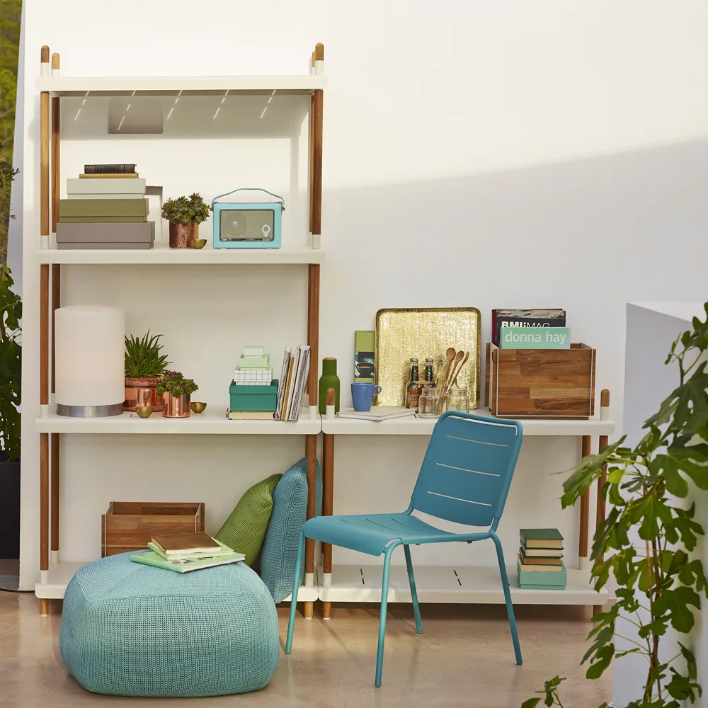 Sistema di scaffalature Frame, Grigio lava, basso, teak Cane-line