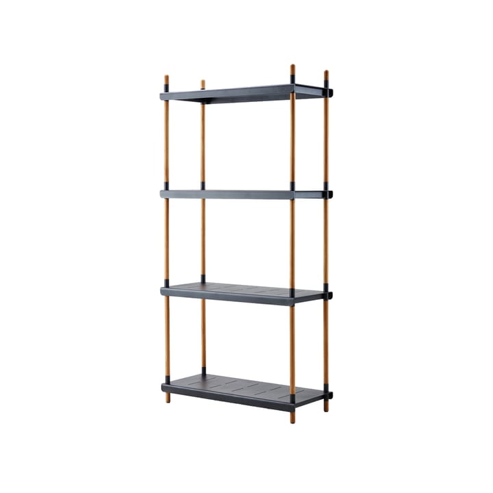 Sistema di scaffalature Frame - Grigio lava, completo, teak - Cane-line