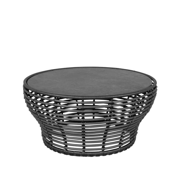 Tavolino da salotto Basket - Fossil nero, grande, basamento intrecciato grigio - Cane-line