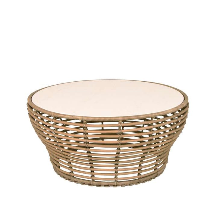 Tavolino da salotto Basket - Travertino, grande, base intrecciata naturale - Cane-line